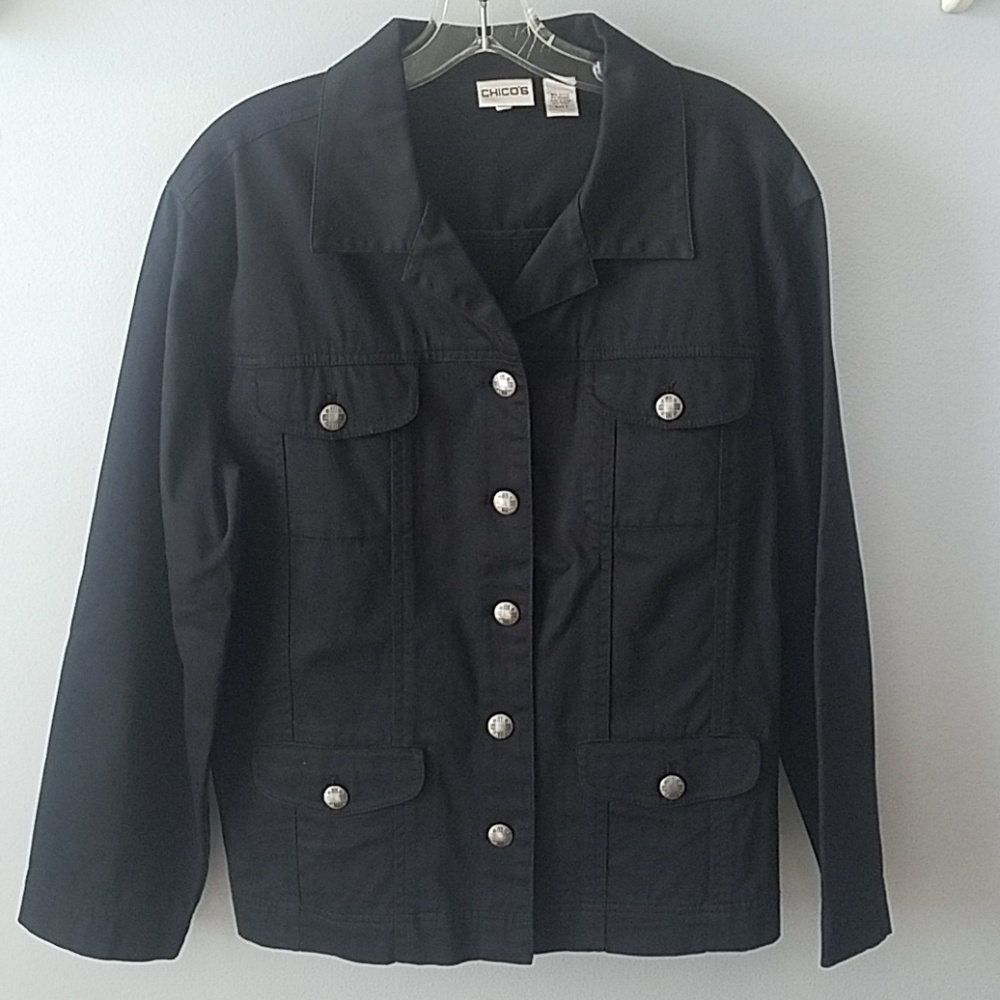Basic Black Chico's Cotton Jacket Goes with everything! Size 2